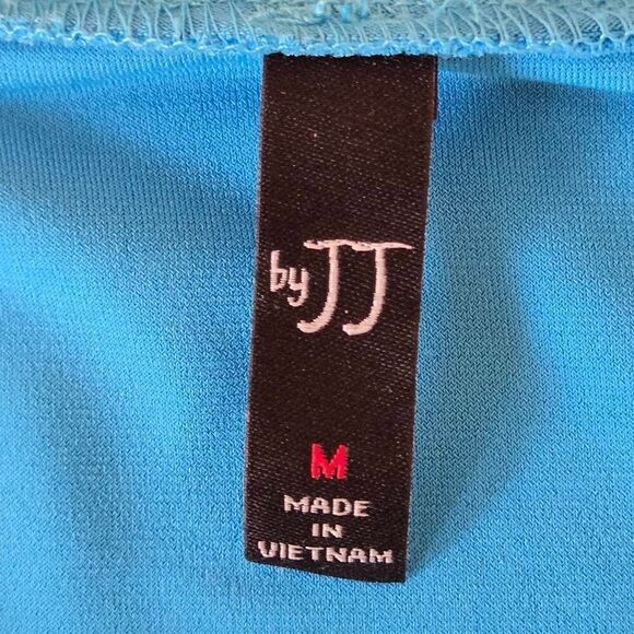 By JJ Womens Asymmetrical Hem Crew Neck Long Sleeve Tunic Top Turquoise Medium - Picture 2 of 10